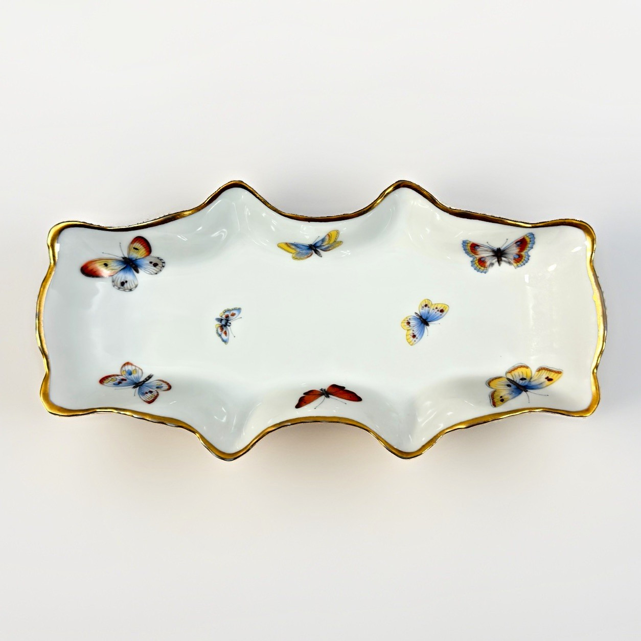 Vintage Limoges Butterfly Dresser Vanity Trinket Tray France 9” X 4”