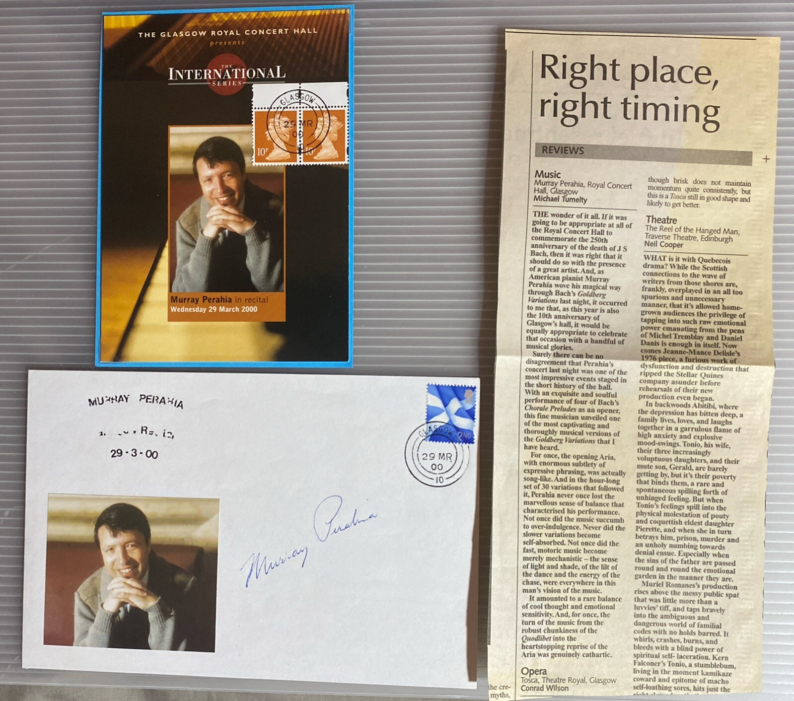 Murray Perahia SIGNED First Day Cover FDC Pianist Glasgow Recital 29/MAR/2000