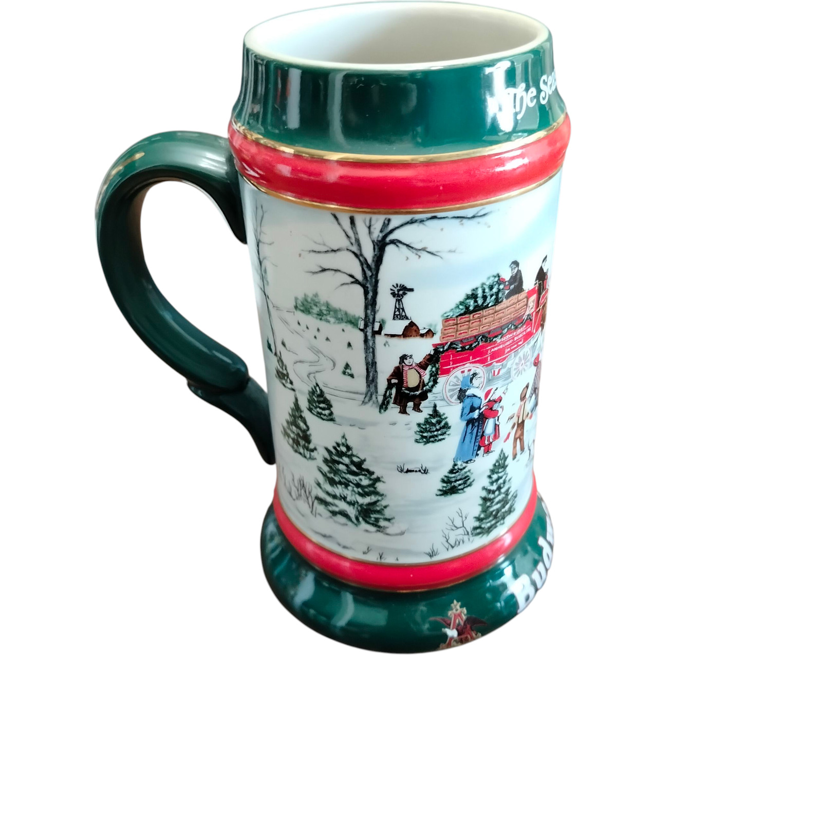 Vintage 1991 Budweiser Holiday Stein The Season\'s Best Clydesdales Beer Mug
