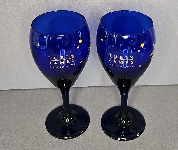 Tobin James Libbey Cobalt Blue Liquid Love Celestial Wine Glasses - Set Of 2 Tobin James Libbey Cobalt Blue Liquid Love Celestial Wine Glasses - Set Of 2