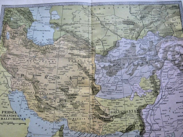 1912 Antique Persia Afghanistan & Baluchistan Reference Map 10x13\