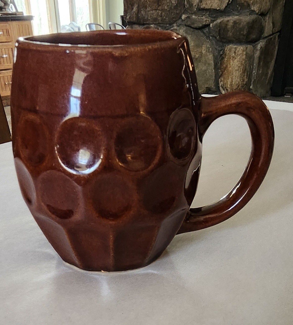 Brown Mug Thumbprint Dimple Vintage Pottery 