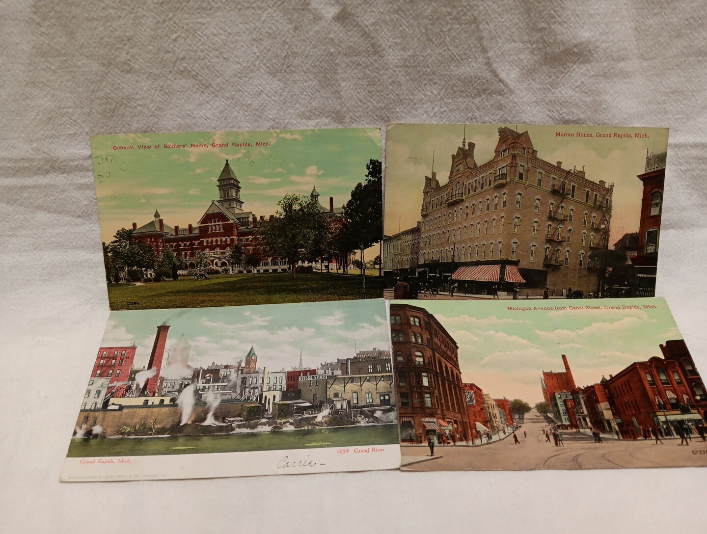 Grand Rapids Michigan 4 Cards1907-1915 Morton Bldg ,SOLDIER'S Home, 2 City Views