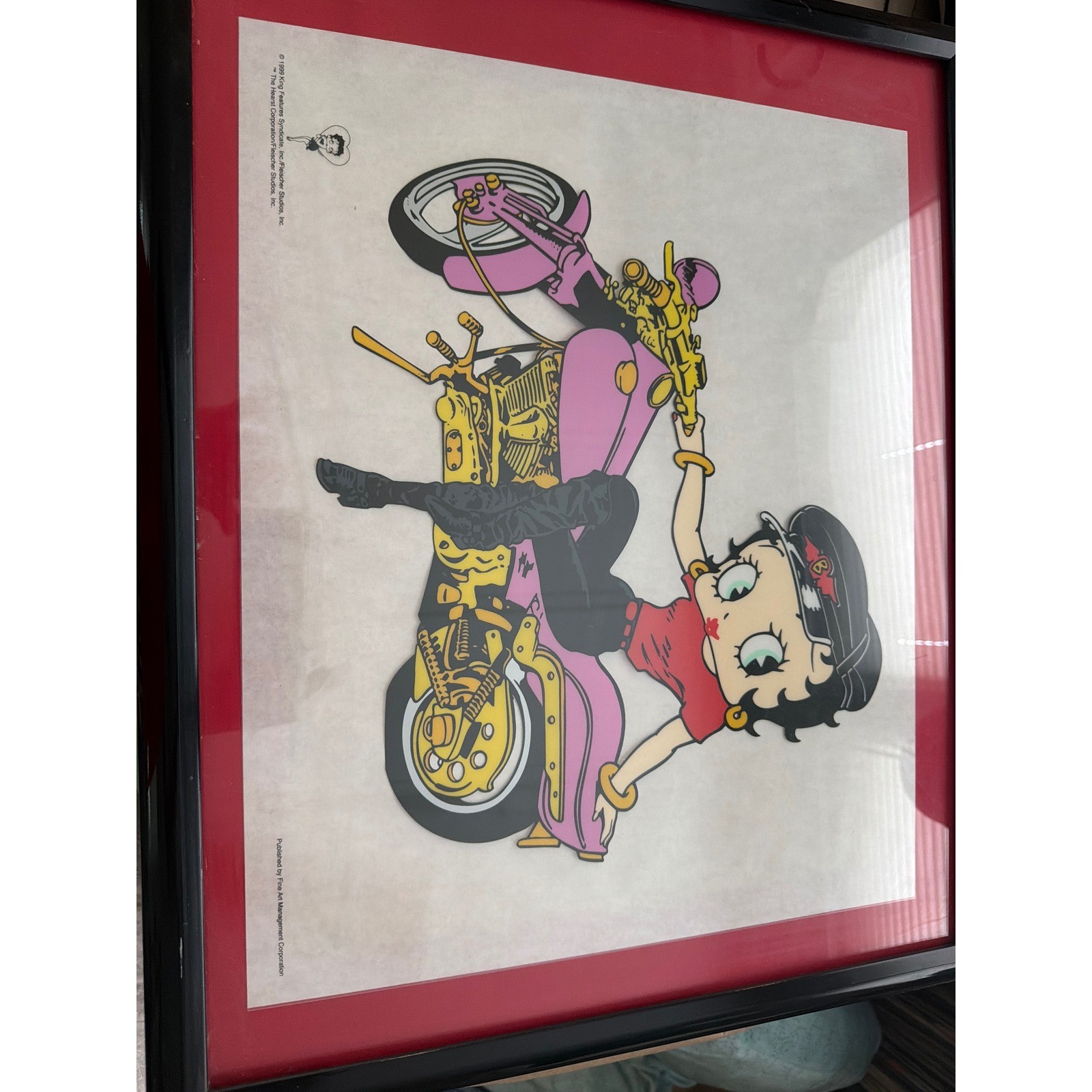 LargeBettyBoopMotorcycle Mama 1999 Fine Art Mgmt Licensed Acetate Cel Framed Art LargeBettyBoopMotorcycle Mama 1999 Fine Art Mgmt Licensed Acetate Cel Framed Art