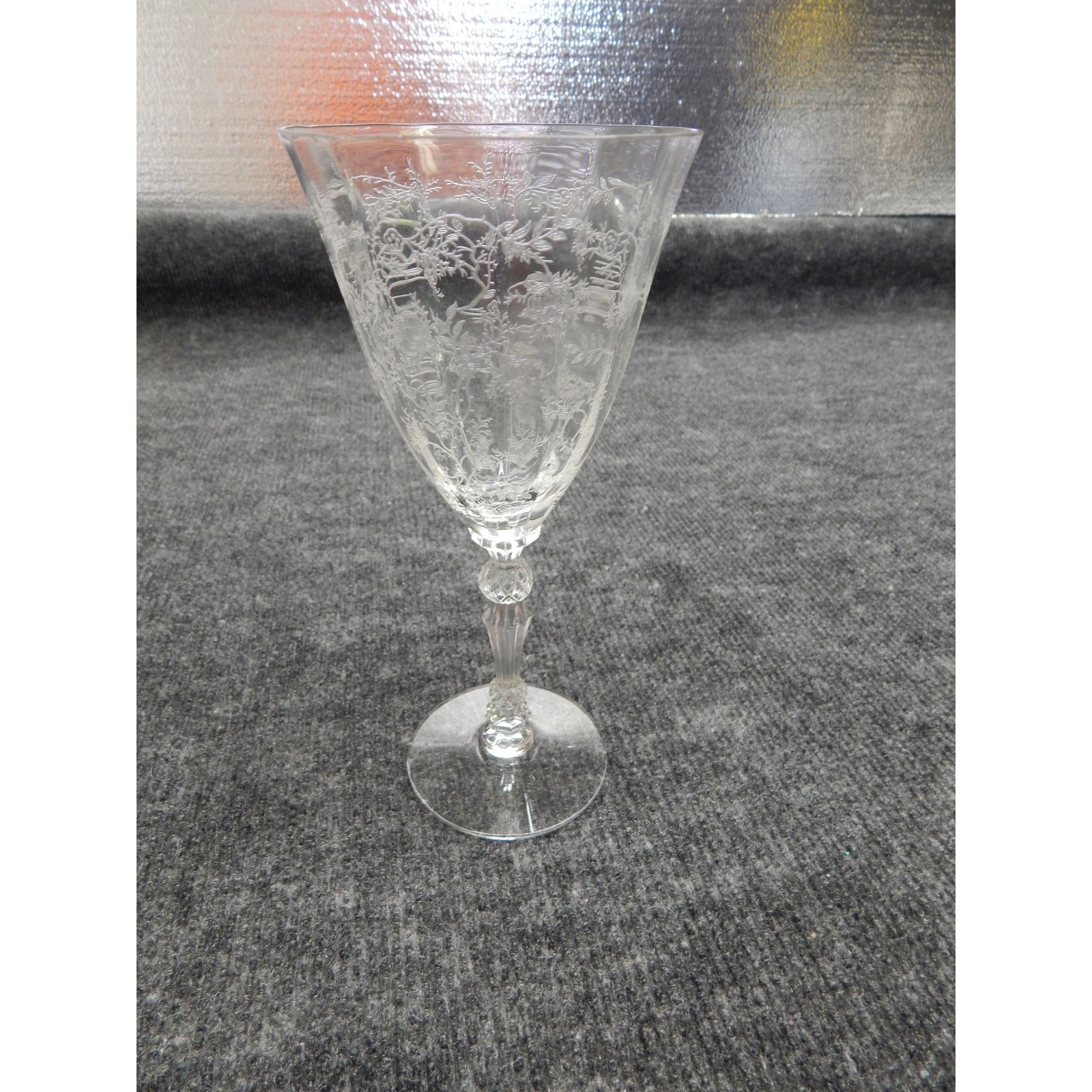 Fostoria June Clear Etched Crystal Water Goblet Vintage Elegant Stemware 7.5in Fostoria June Clear Etched Crystal Water Goblet Vintage Elegant Stemware 7.5in