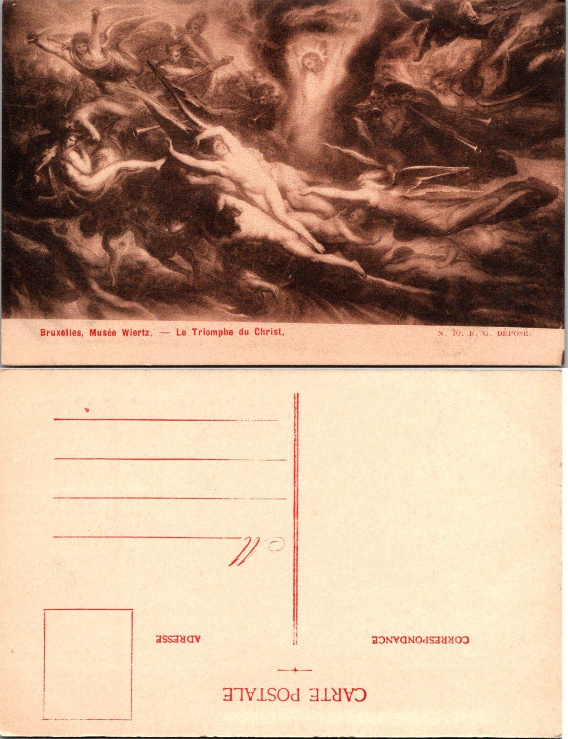 Bruxelles Musee Wiertz Le Triomphe Du Christ Postcard Vintage Unpostd Museum Art