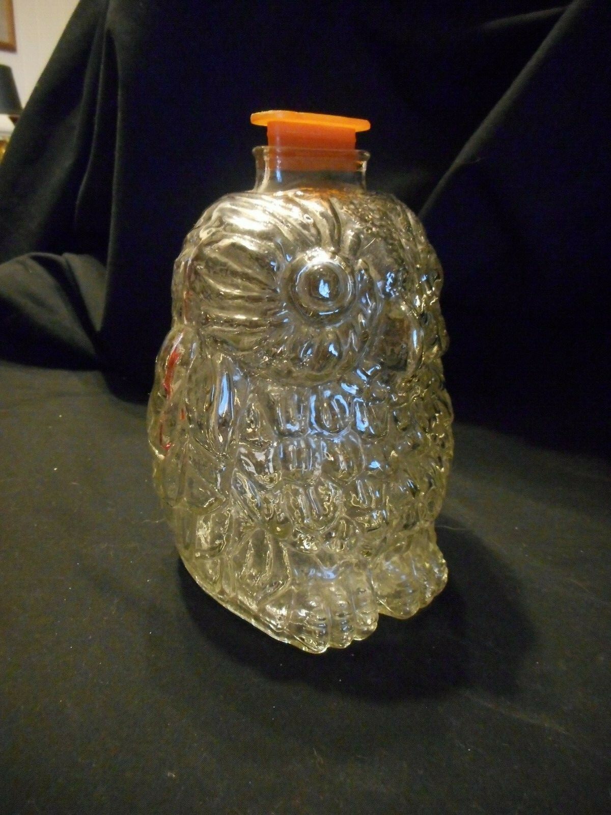 Vintage Wise Old Owl Clear Glass Piggy Bank 6 1/2