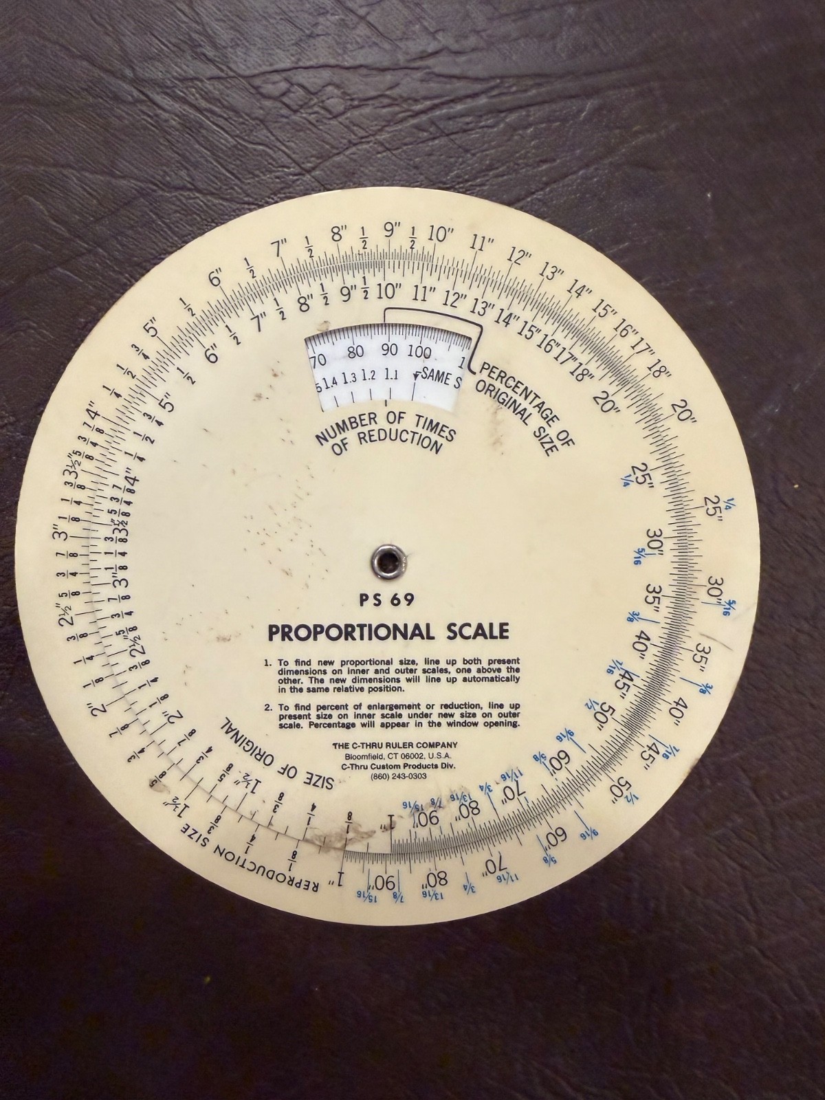 Vintage C-Thru Ruler Company PS 69 Proportional Scale - Graphic Design Tool