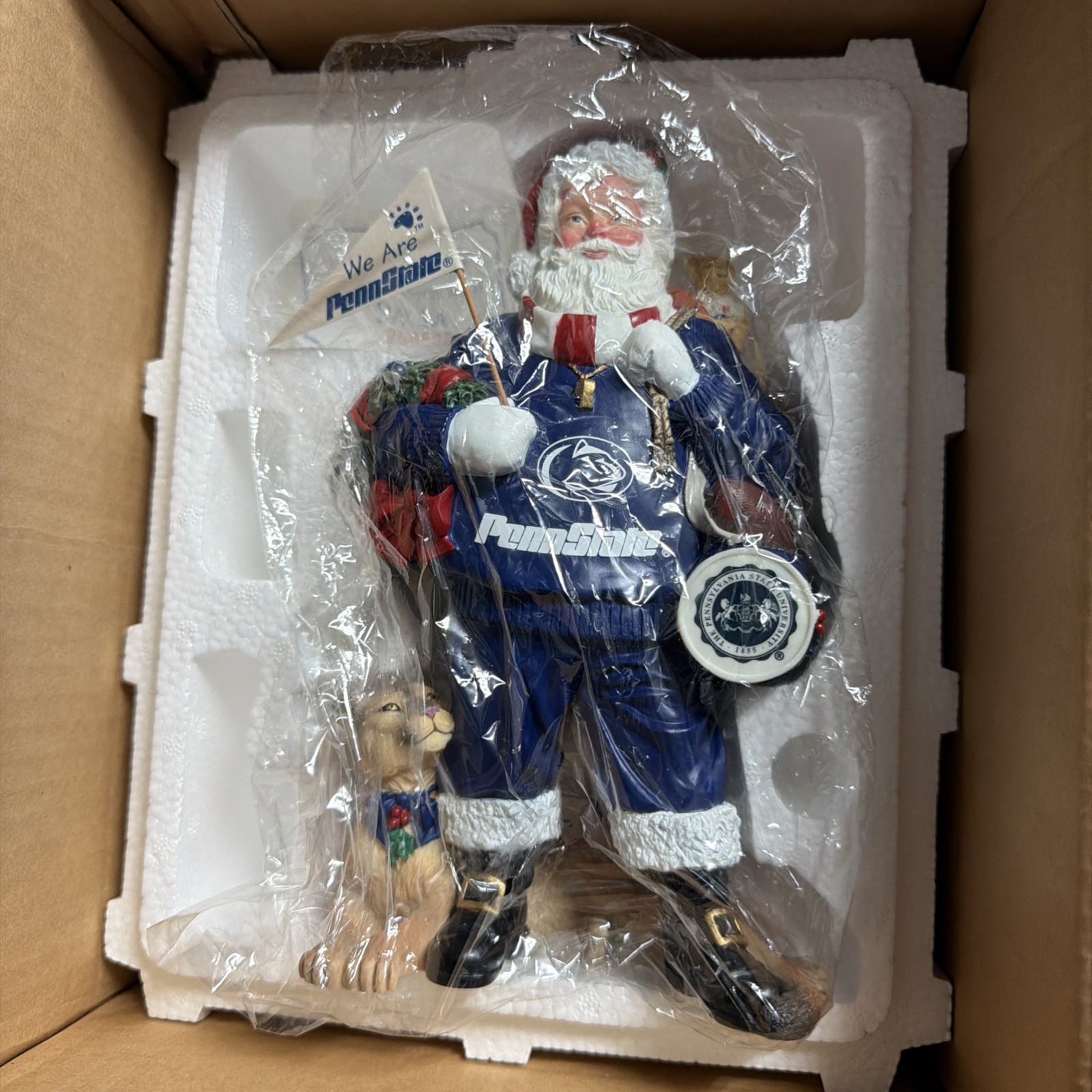 Danbury Mint Penn State Nittany Lions 9” Santa Claus Christmas Figurine. NIB