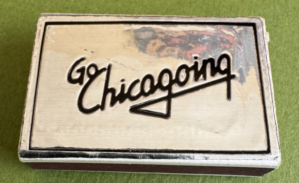 Go CHICAGOING Vintage Foil Match Box, Full and Unstruck, Tiny @ 1.5\