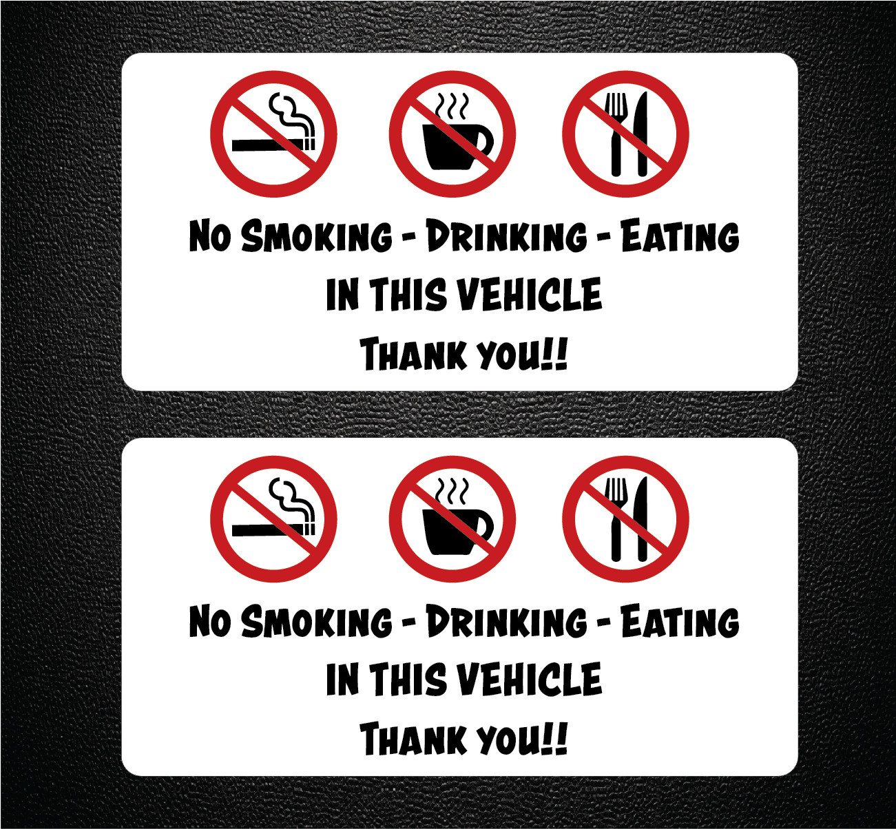 No Smoking Drinking Eating In This Vehicle Taxi Bus Decal Pair (2) Stickers p61