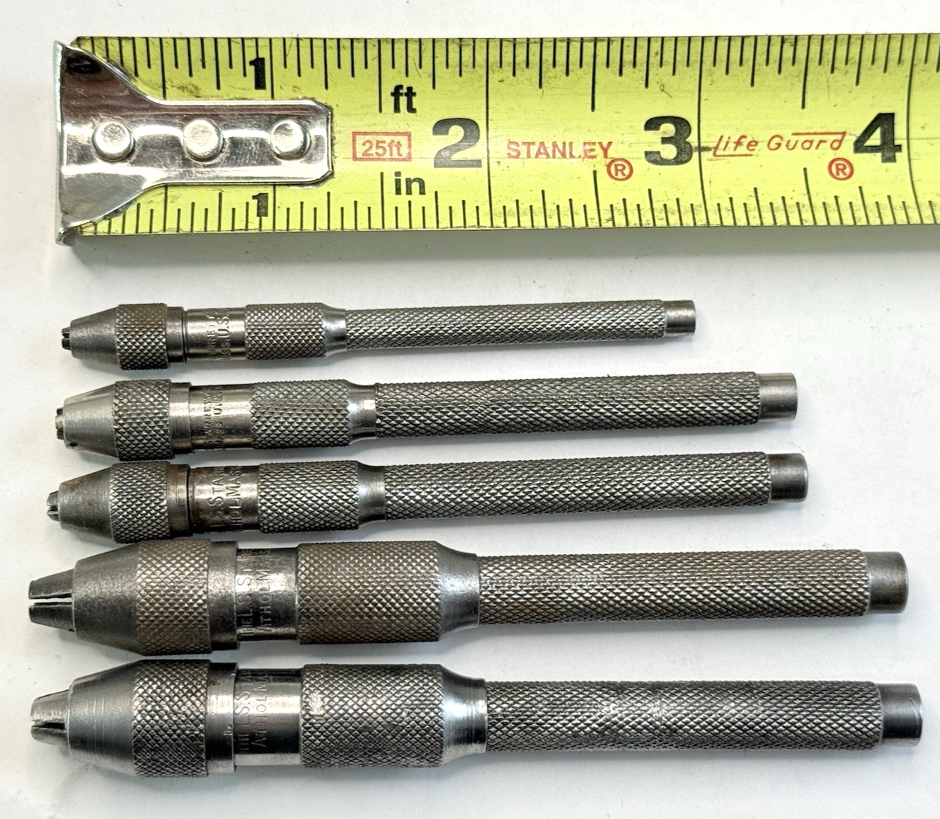 Vintage Lot of 5 Pin Vises Starrett USA / No model numbers