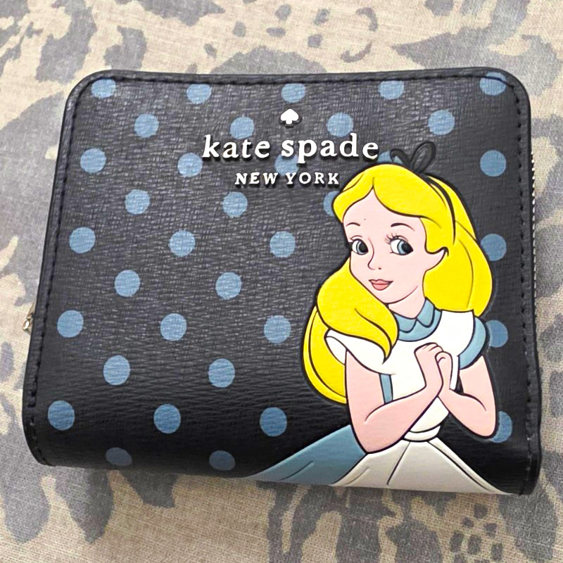 Kate Spade new york Disney Alice in Wonderland Zip Wallet Black Small. New. 