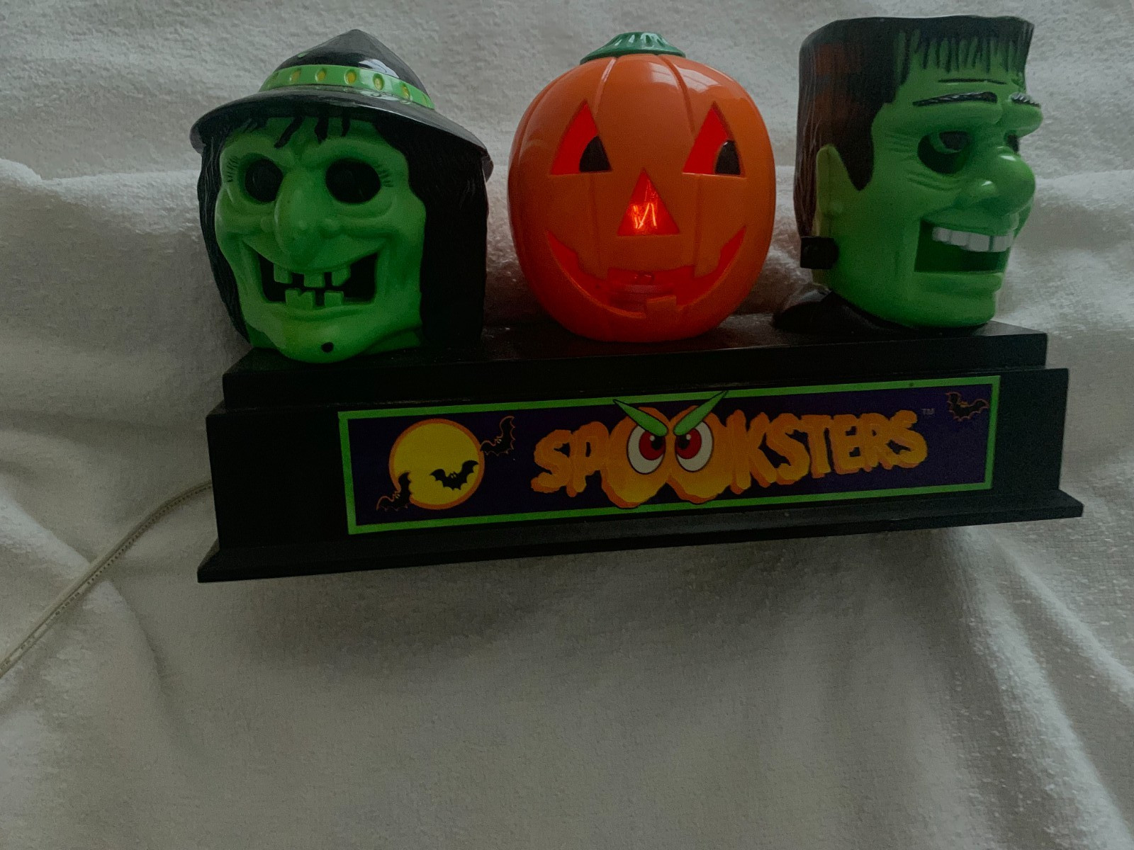 1996 HILCO ELECTRIC LITE UP SPOOKSTERS HALLOWEEN FLICKERS WITCH FRANKENSTEIN