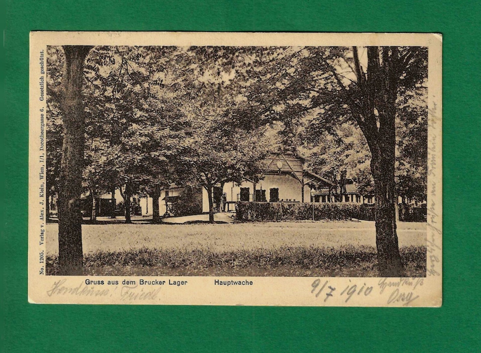 Postcard Bruck - greeting from the Brucker camp -- Hauptwache -- around 1910 (K)