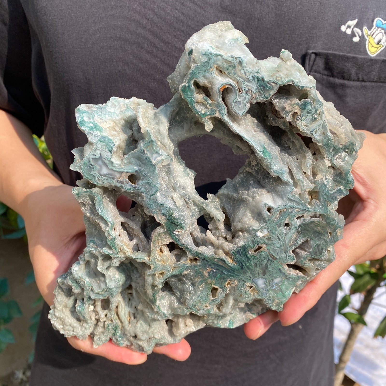 1.9lb Natural moss agate geode quartz crystal rough slice Mineral specimens
