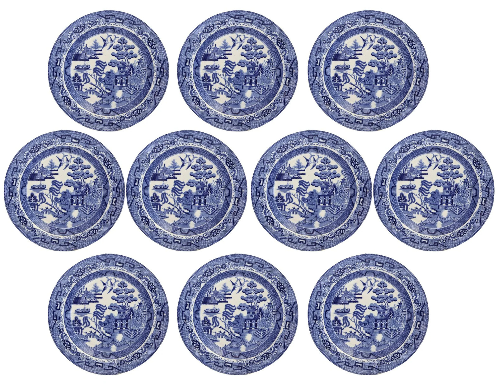 C. 1850s Staffordshire Willow Pattern 8.75