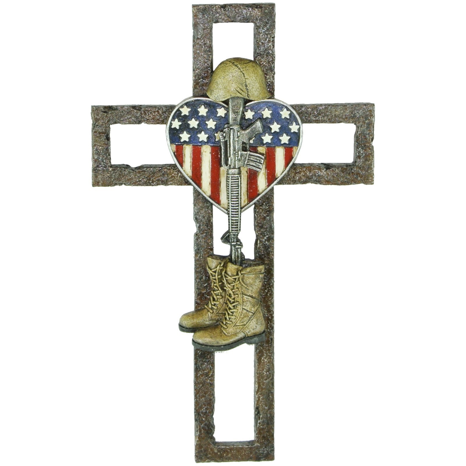 Patriotic Fallen Soldier Memorial Wall Cross with USA Flag Patriotic Fallen Soldier Memorial Wall Cross with USA Flag