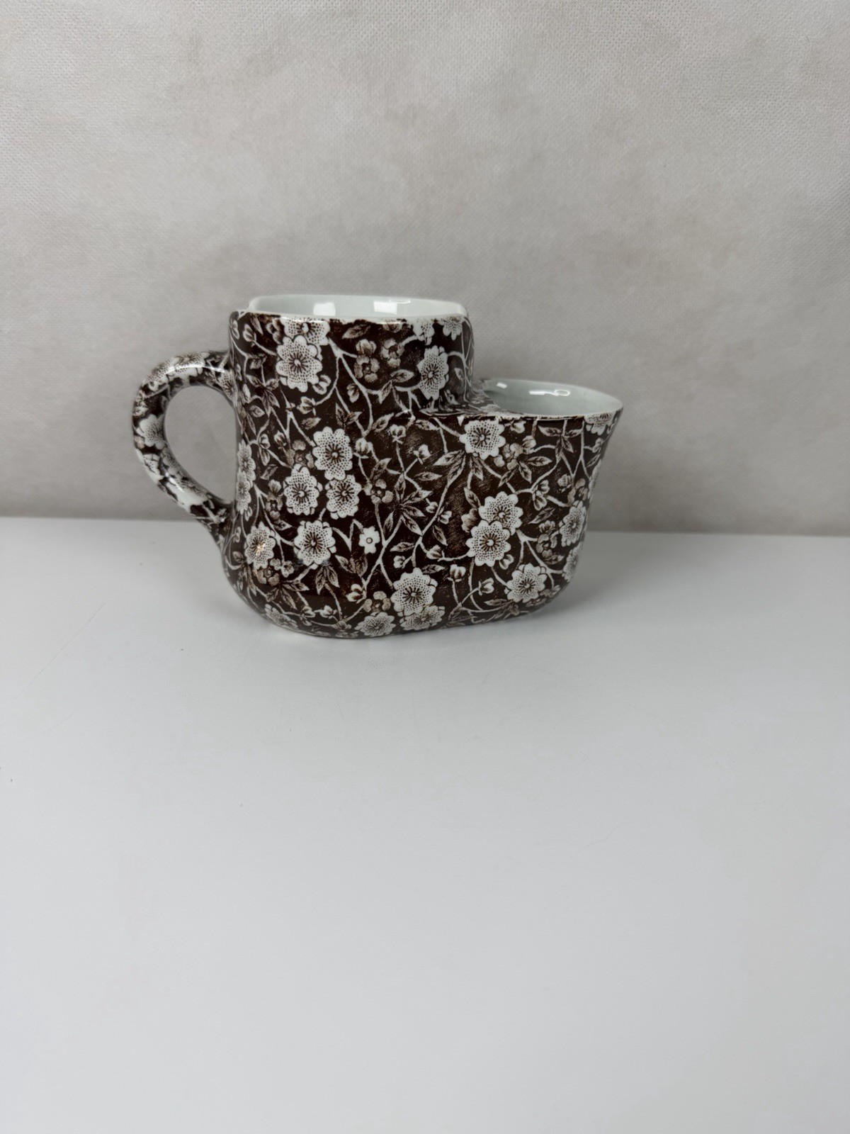 Vintage Crownford China Calico Brown Shaving Scuttle Mug Staffordshire England