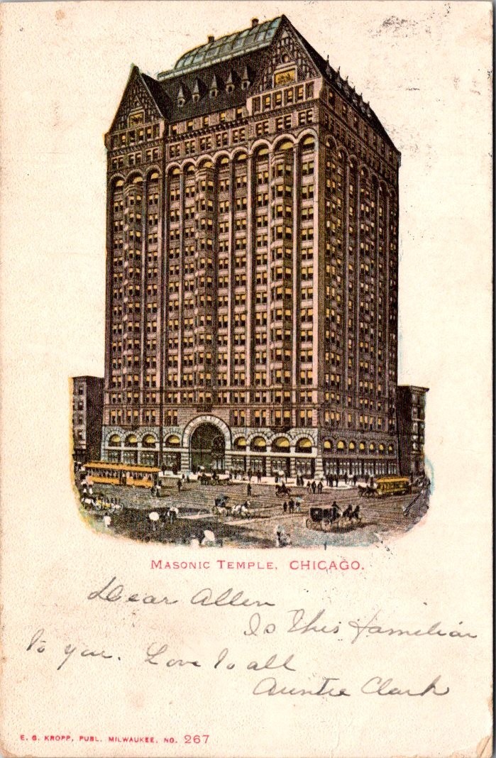 1906 Rail Road Postmark, Masonic Temple, Chicago, Illinois, 2037