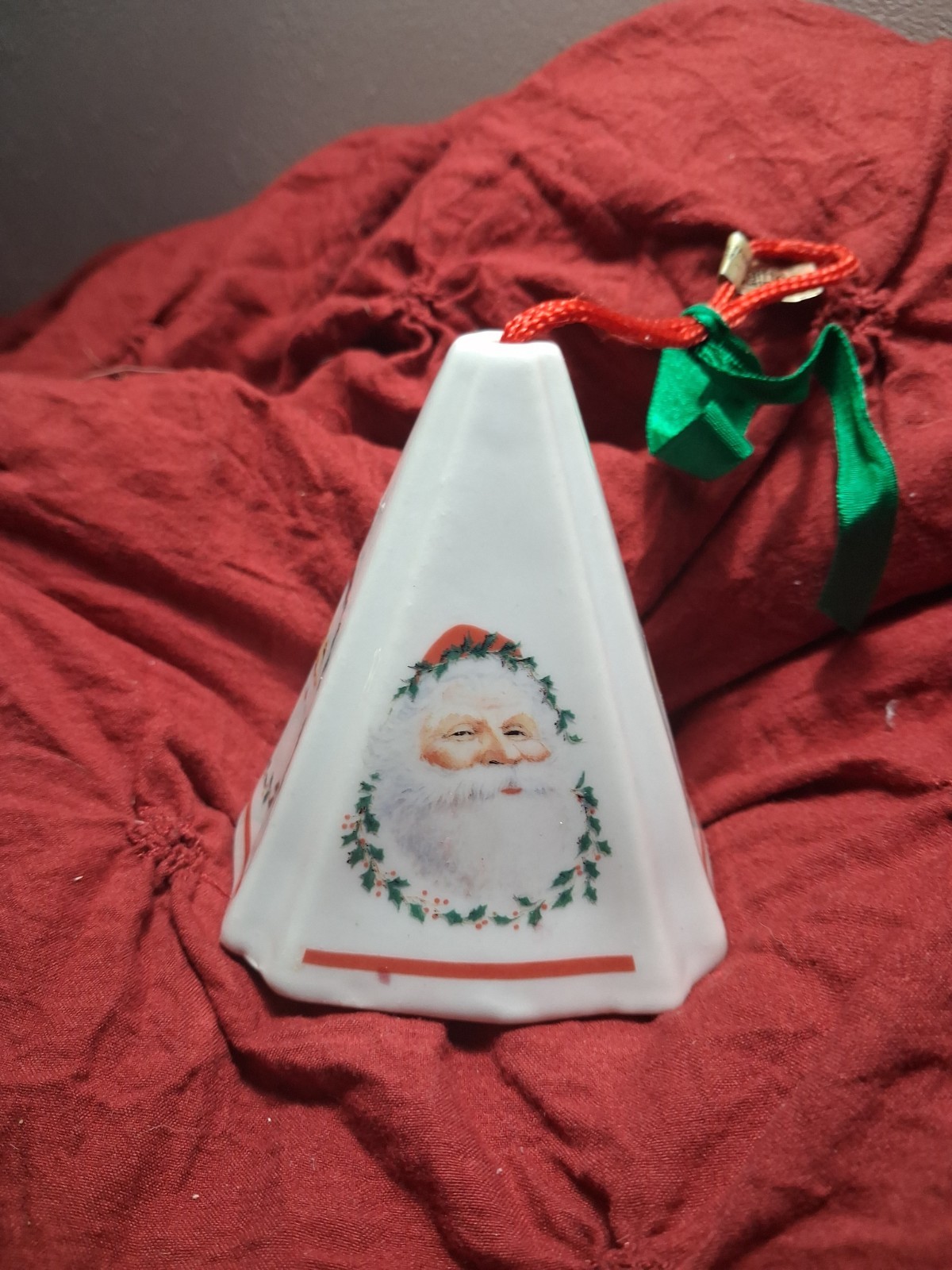 Vintage  jasco Ceramic Santa Claus Christmas Bell Ornament