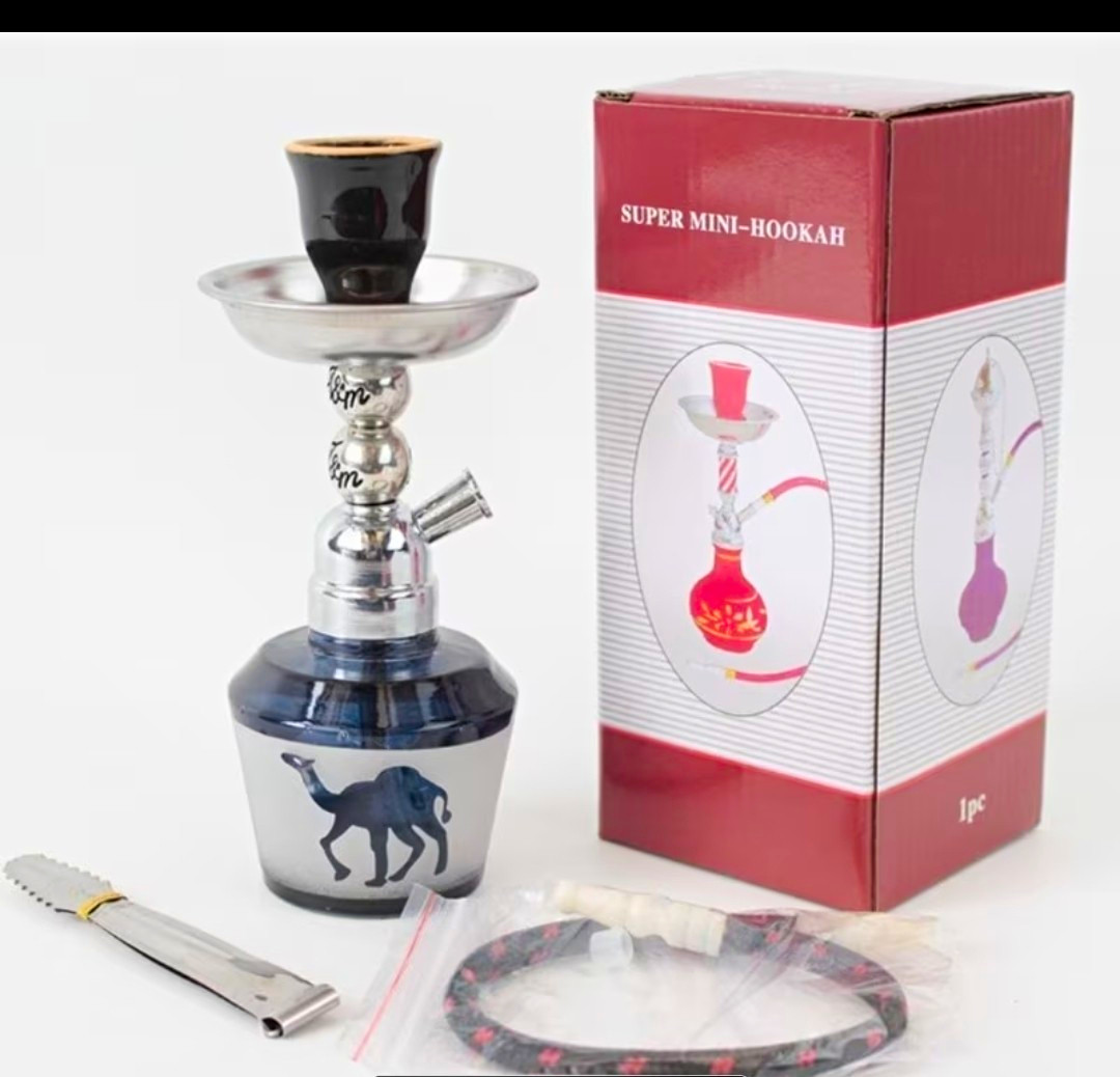 Super Mini Hookah Complete Set with Camel Design Base, Hose, Tongs & Accessories Super Mini Hookah Complete Set with Camel Design Base, Hose, Tongs & Accessories