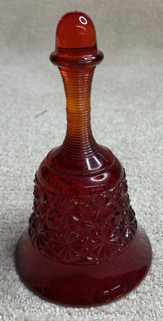 Fenton Ruby Red Amberina Daisy & Button Glass Bell Vintage Glows