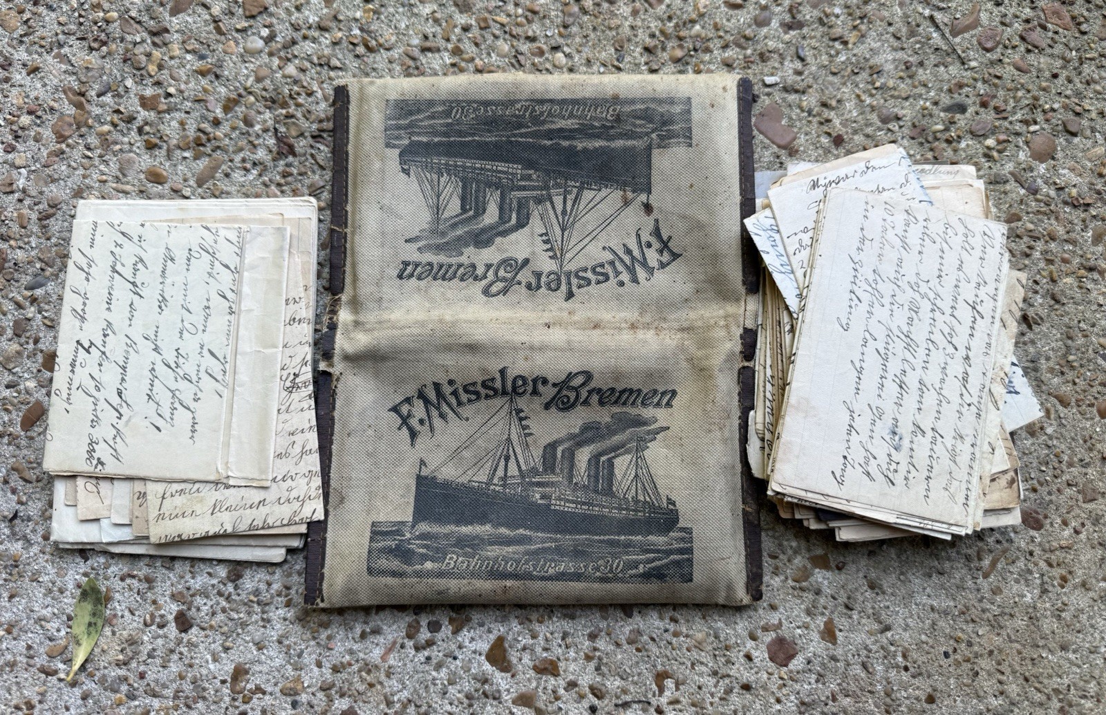 Antique F. Missler Bremen Ocean Liner Ticket Wallet W/ Dozens Of German Letters Antique F. Missler Bremen Ocean Liner Ticket Wallet W/ Dozens Of German Letters