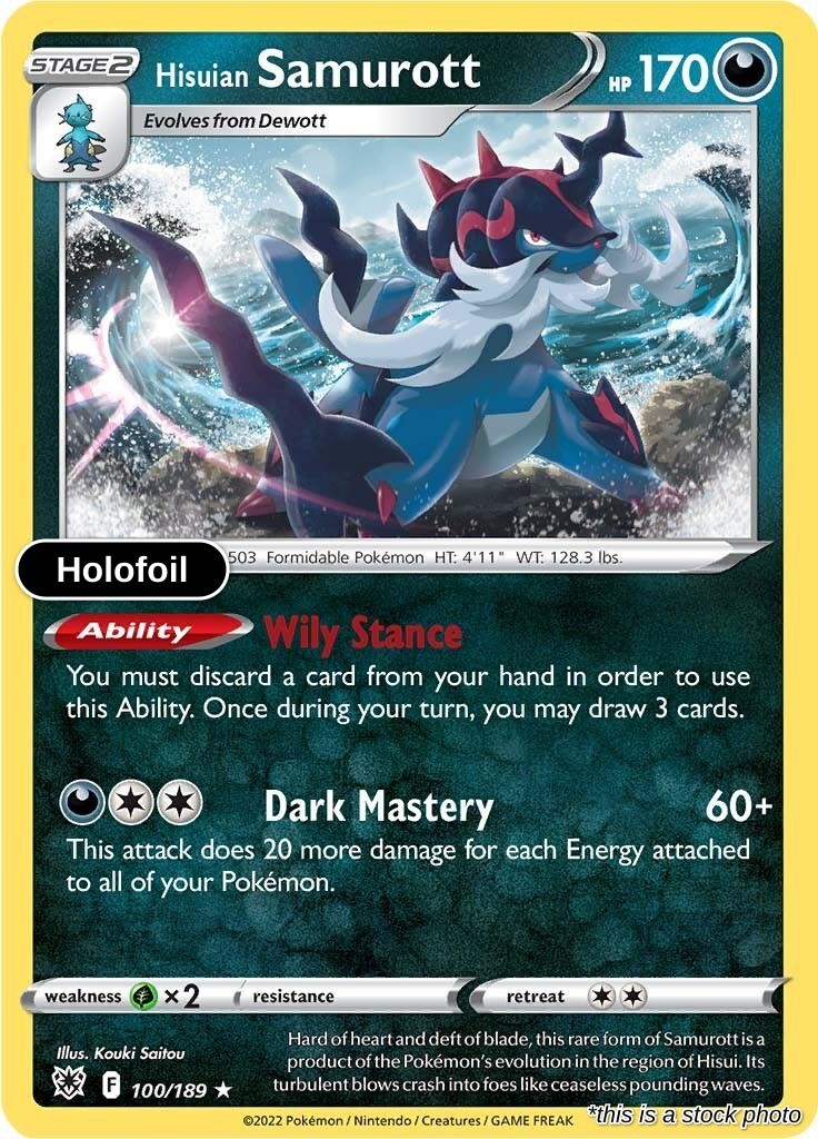 Hisuian Samurott : SWSH10 Holofoil - 100/189 Lightly Played