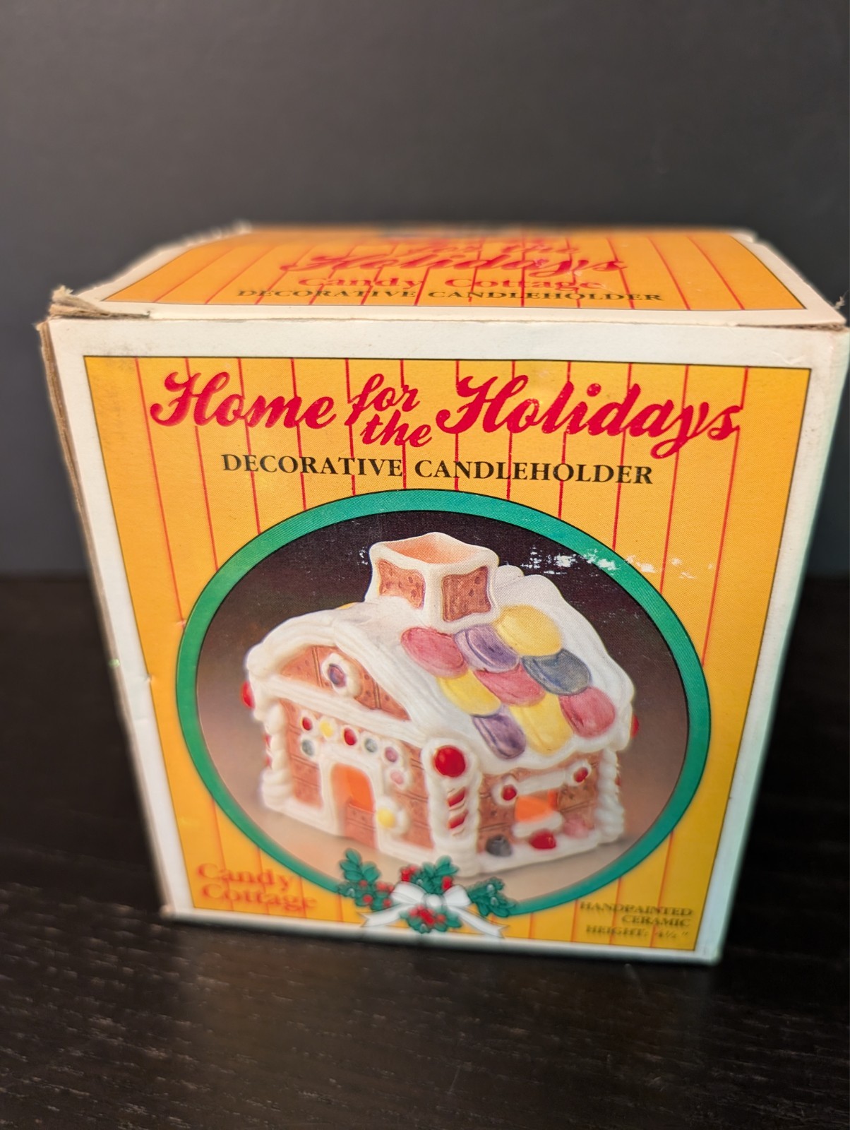 Vtg  Jasco Home for the Holidays Christmas Candy Cottage Tealight Candle Holder
