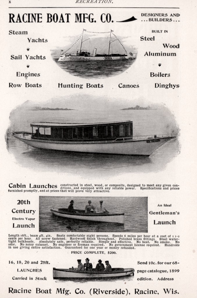 1899 b Racine Boat Mfg Co Print Ad