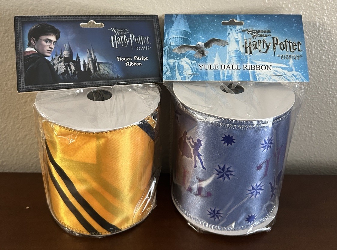 Lot Of 2 Harry Potter Ribbon “House Stripe Ribbon” & “Yule Ball Ribbon” HTF Ret.