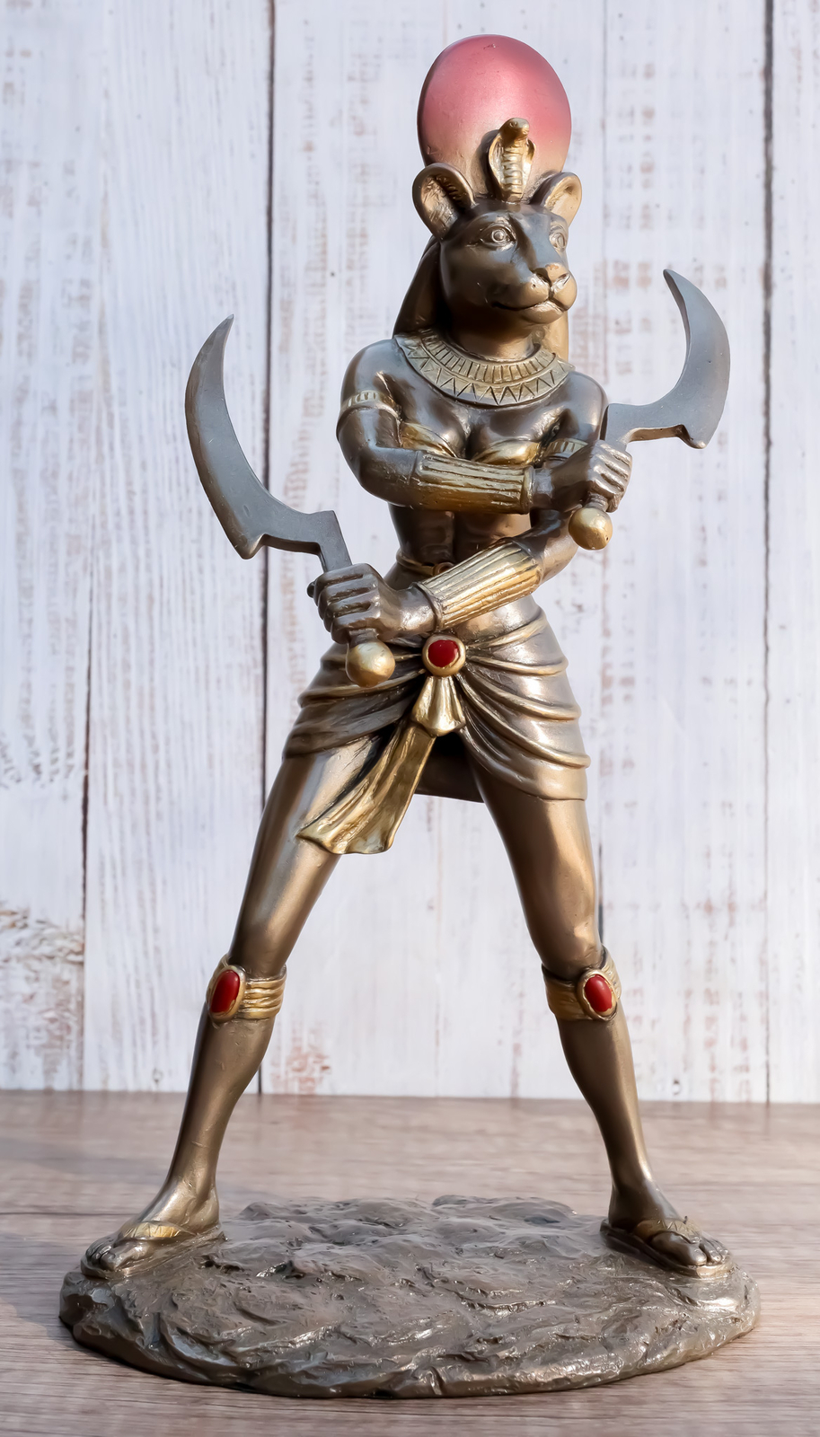 Classical Egyptian Goddess Sekhmet Ra With Solar Disc And Uraeus Statue 11