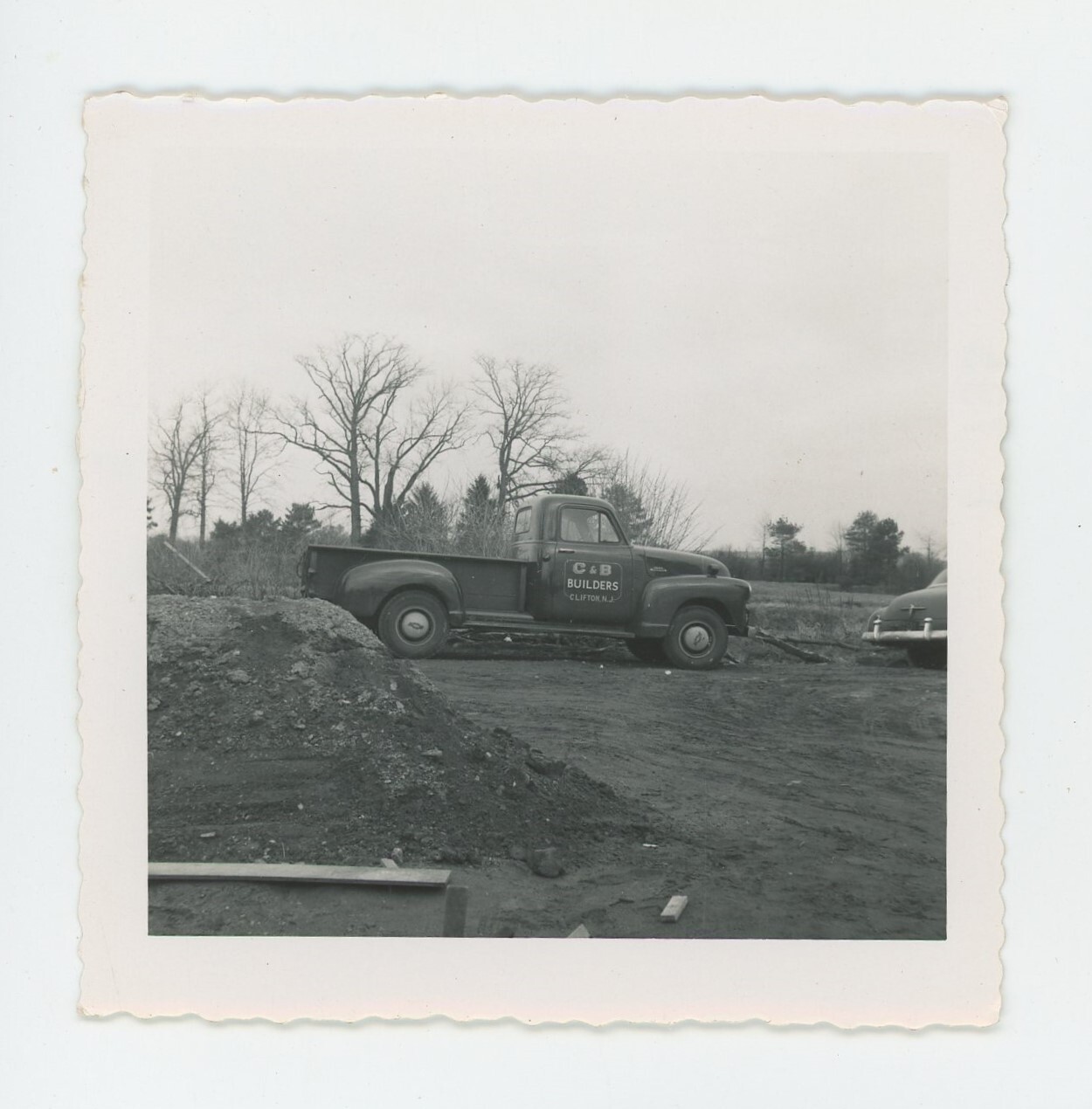 Vintage Photo Construction Site C & B Builders Co. CHEVY TRUCK Clifton NJ 1950s