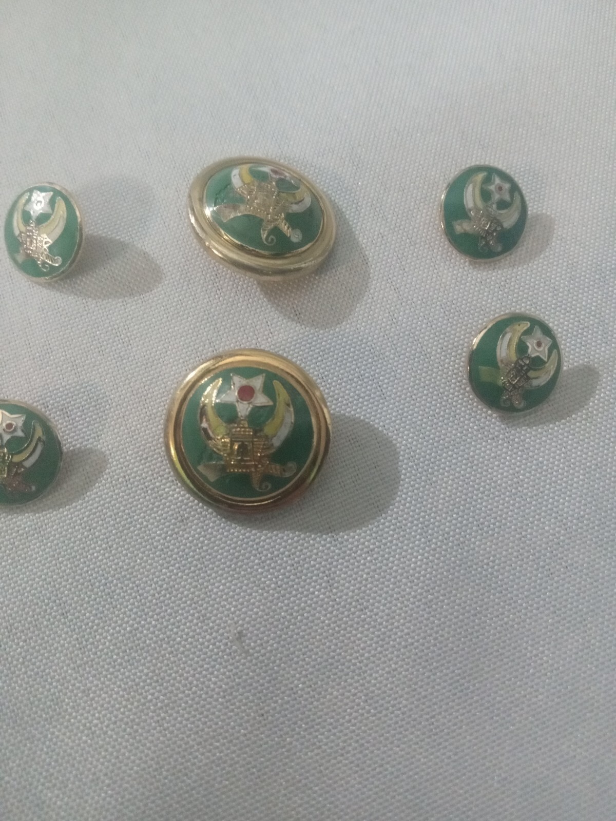 Vintage Antique Shriners Freemason Masonic Set Of 6 Buttons From A Sport Coat