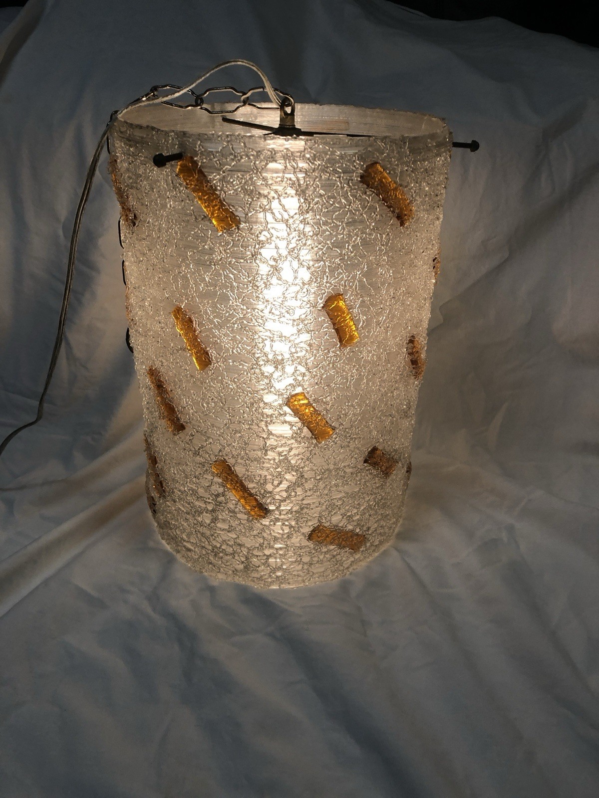 Rare Vintage Cylindrical Lucite Hanging Spaghetti Lamp