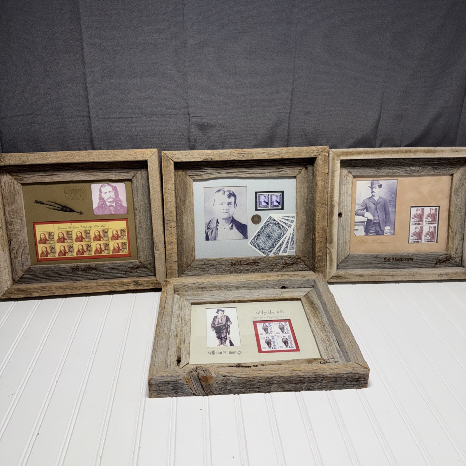 Billy The Kid- Bat Masterson-Butch Cassidy-William Bonney Framed Art And Stamps