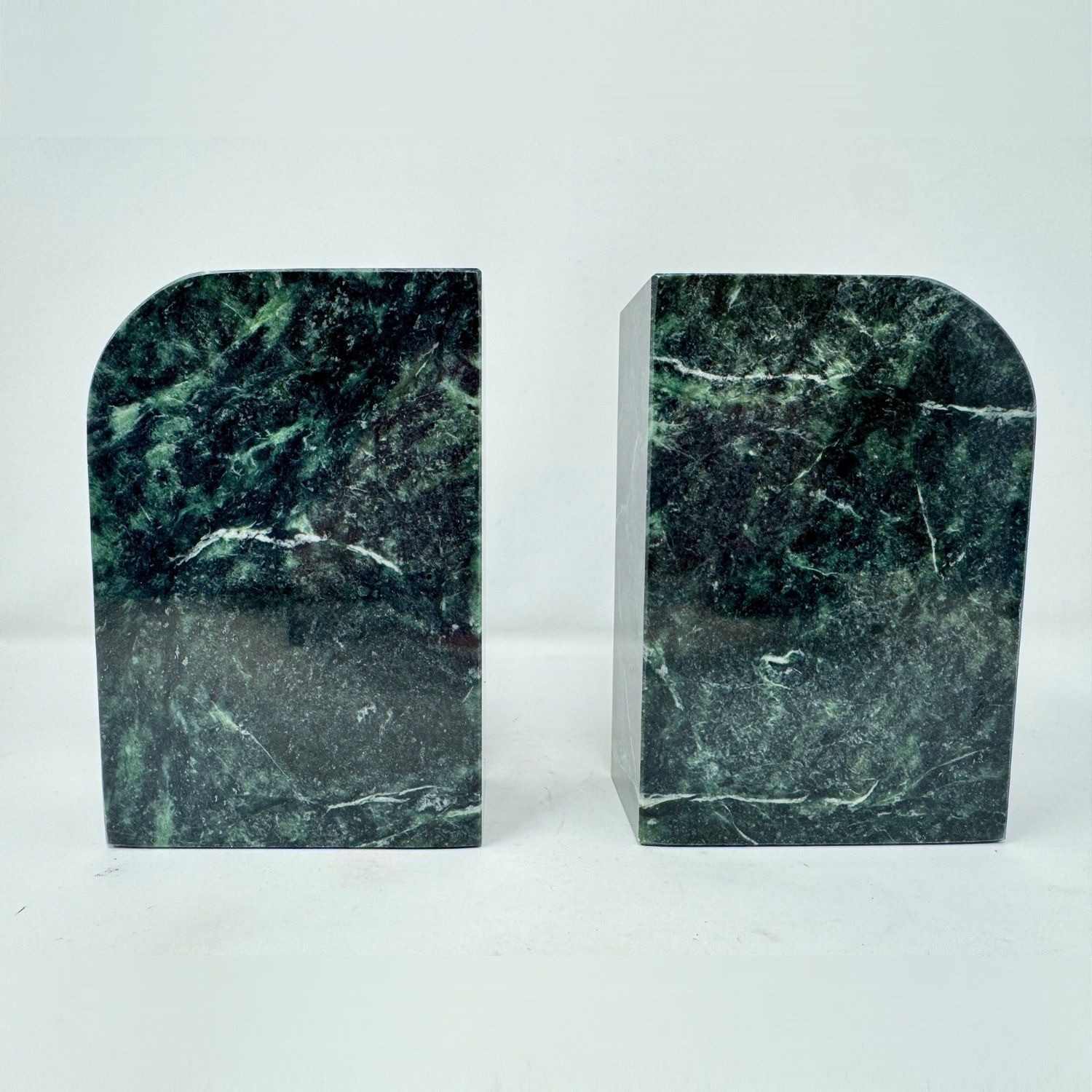 Vintage Solid Green Marble Bookends Pair