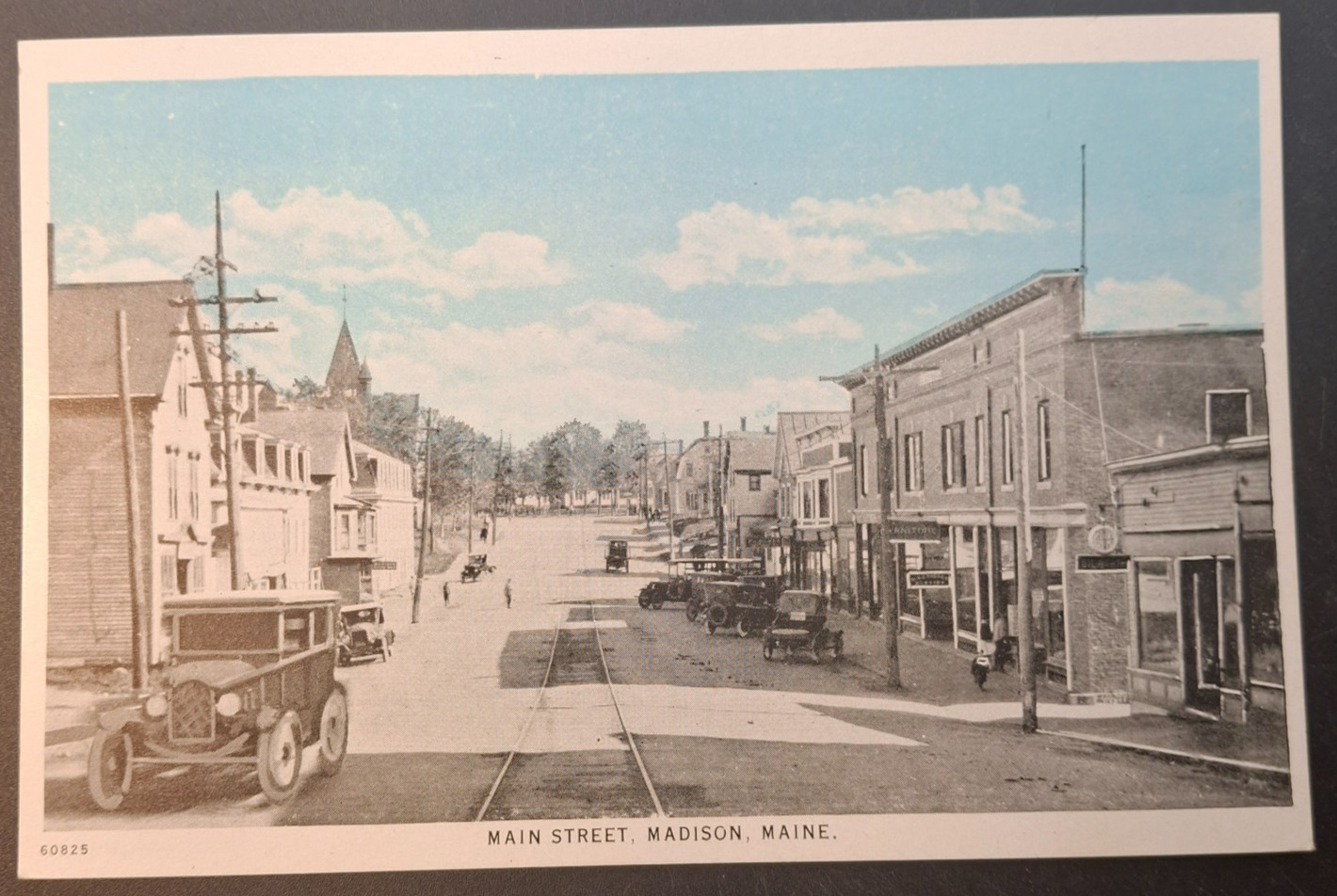 Madison Maine Vintage Postcard Main Street w/Cars & Shops c1920s