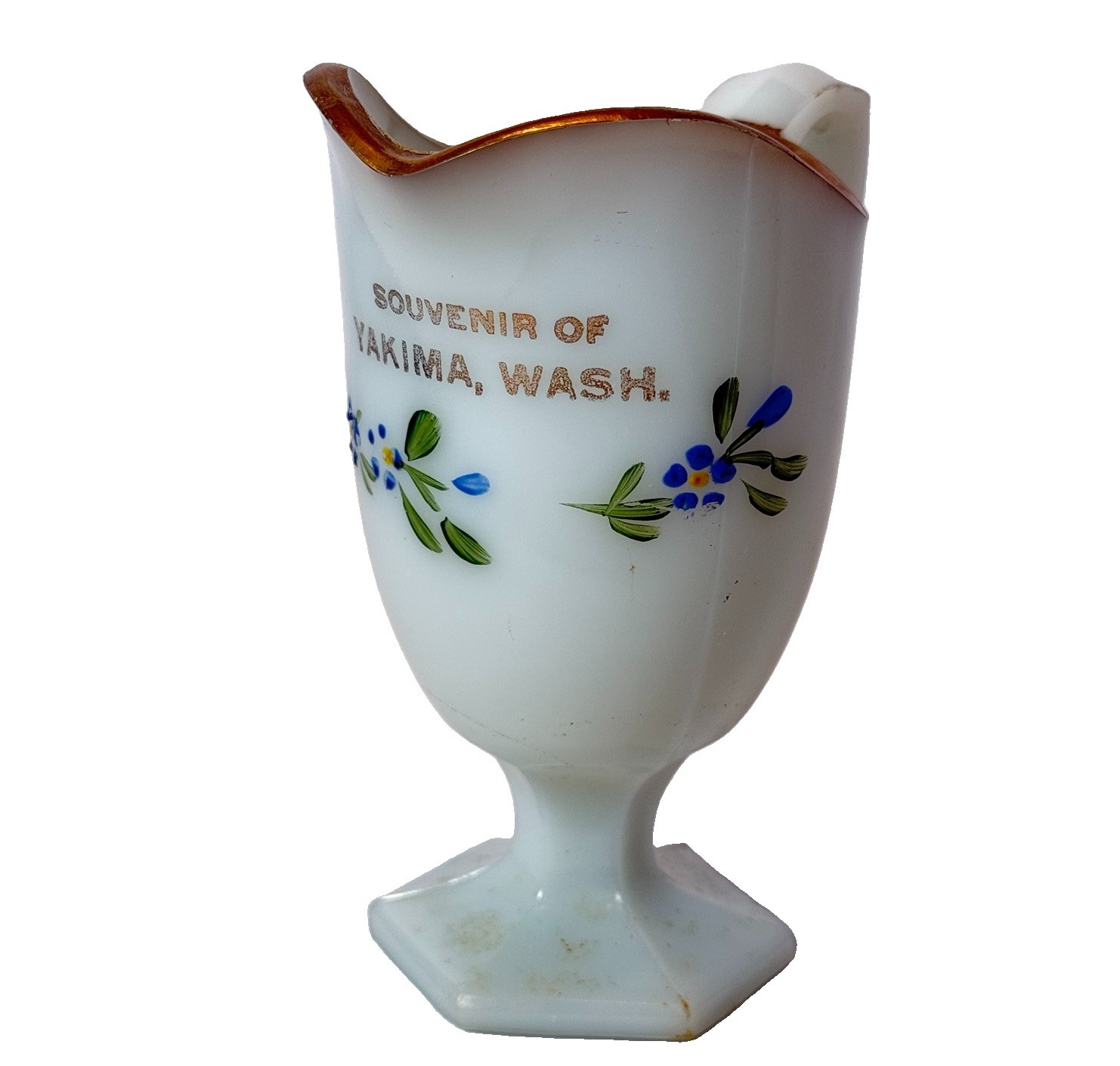 YAKIMA WA WASHINGTON Antique DEPRESSION MILK WHITE Glass Souvenir GRAVY CREAMER YAKIMA WA WASHINGTON Antique DEPRESSION MILK WHITE Glass Souvenir GRAVY CREAMER