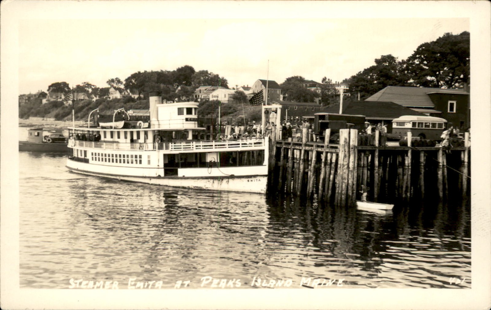 Peaks Island Maine ME Steamer Emita c1920s-30s Real Photo Vintage Postcard
