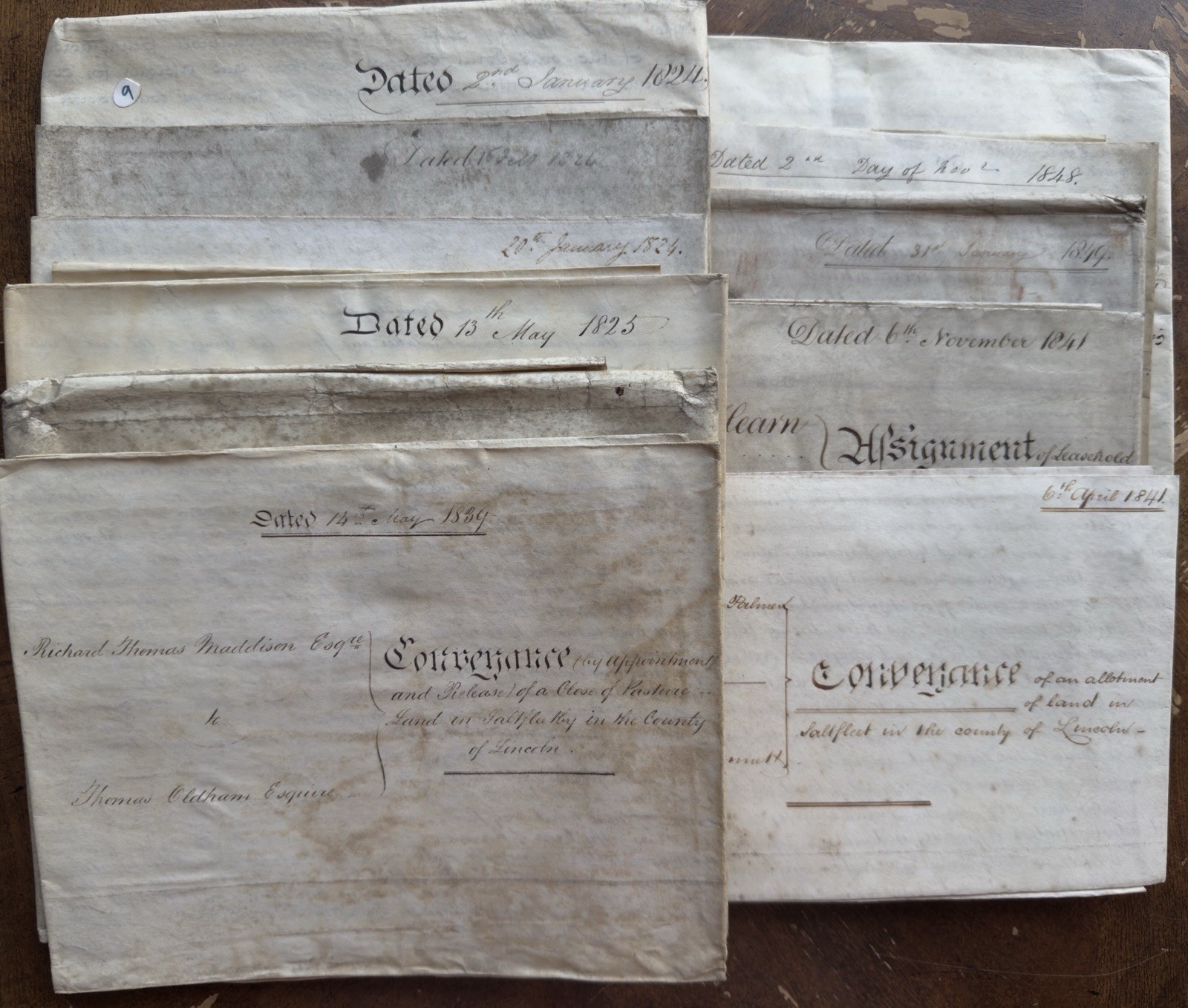 Lot 11 Antique English Deeds Indentures 1824-1849 Land Court Docs
