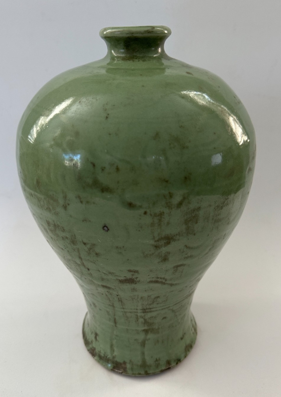 Chinese Celadon Style Vase Green Glazed Baluster Form 12\