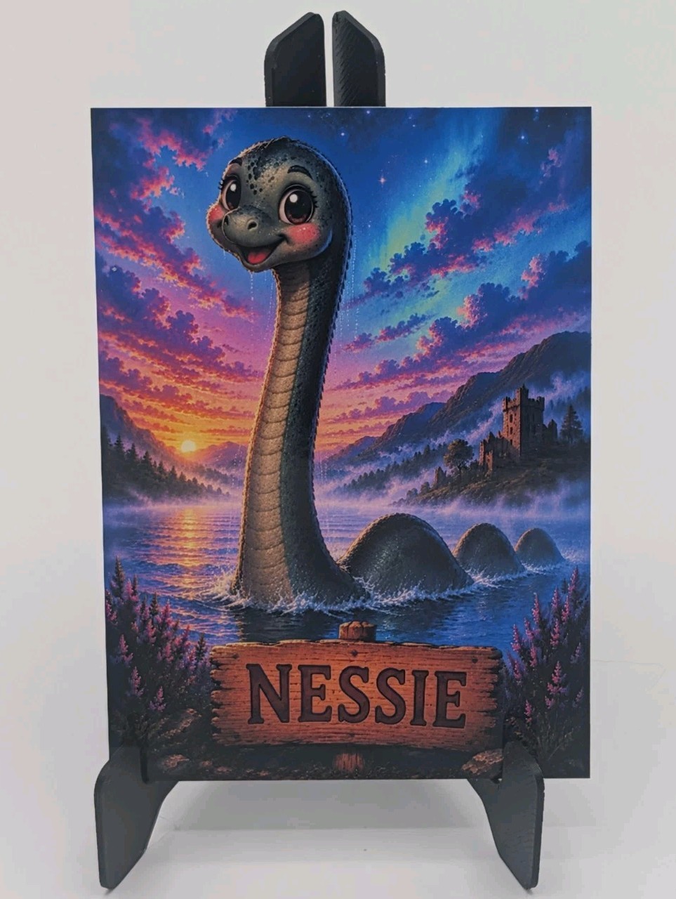 Cute Nessie ACEO Custom Card - Loch Ness Monster Cute Cryptid Collection