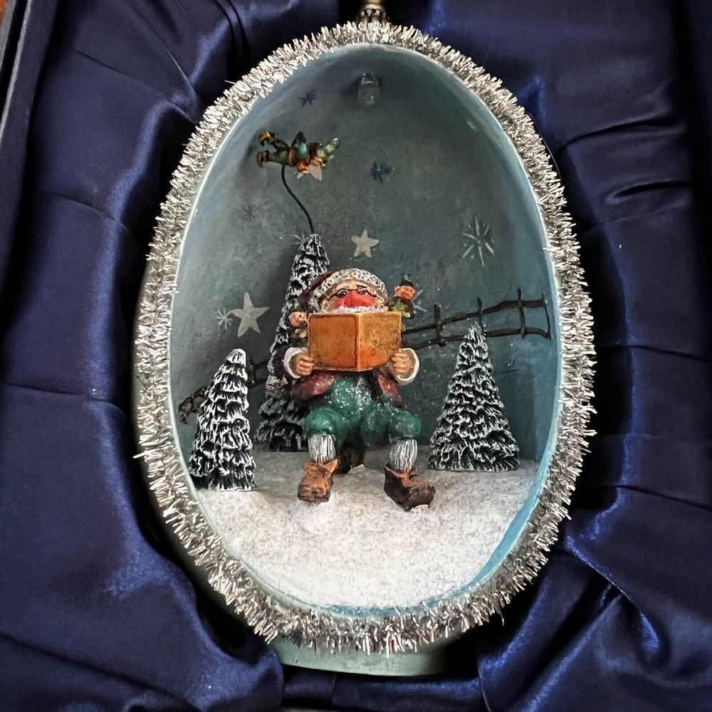 Vintage Silvestri Figments by Bobbi T Lighted Christmas Santa Egg Diorama Resin