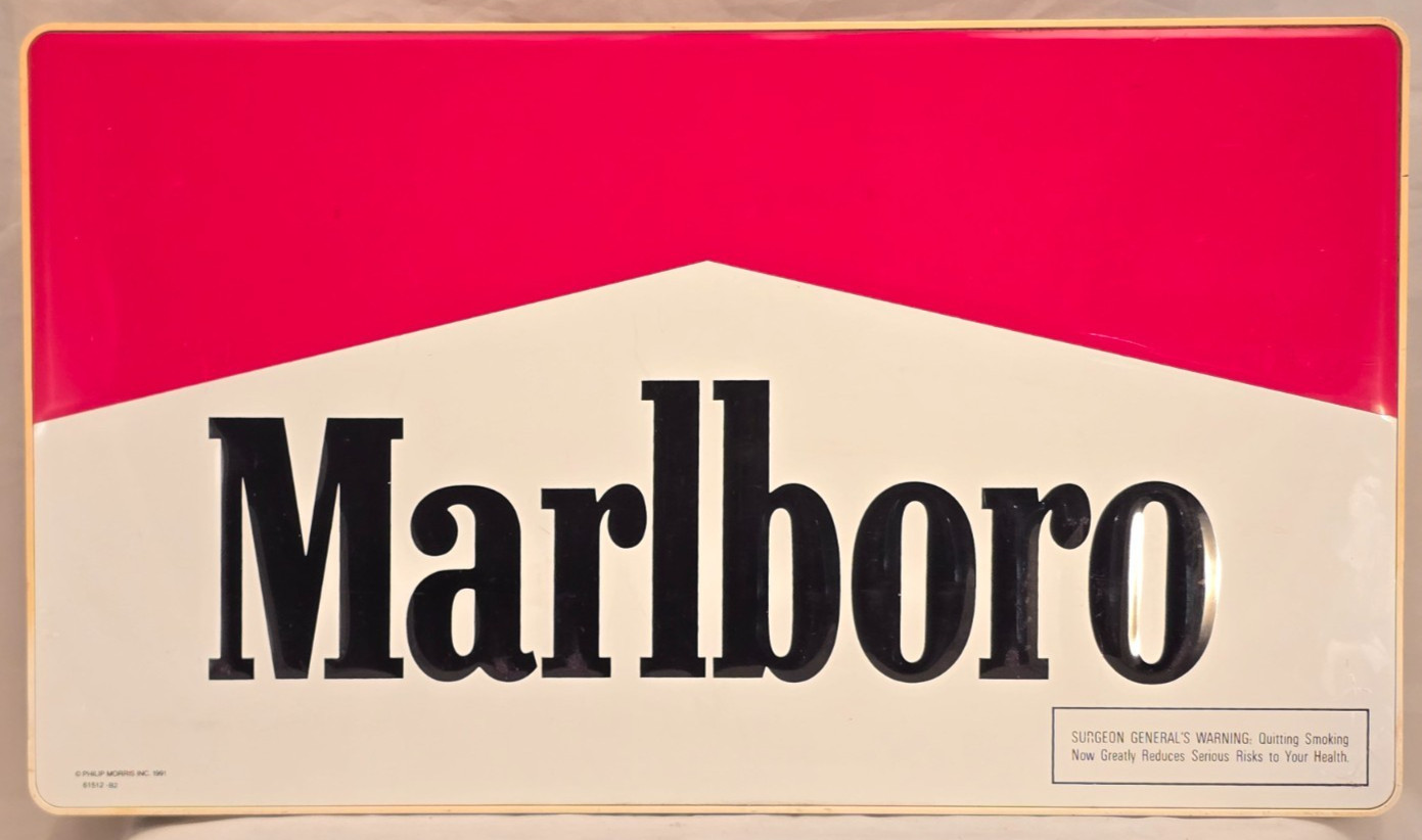 Vintage 1991 Cigarette Marlboro Advertising Sign Double Sided Vintage 1991 Cigarette Marlboro Advertising Sign Double Sided