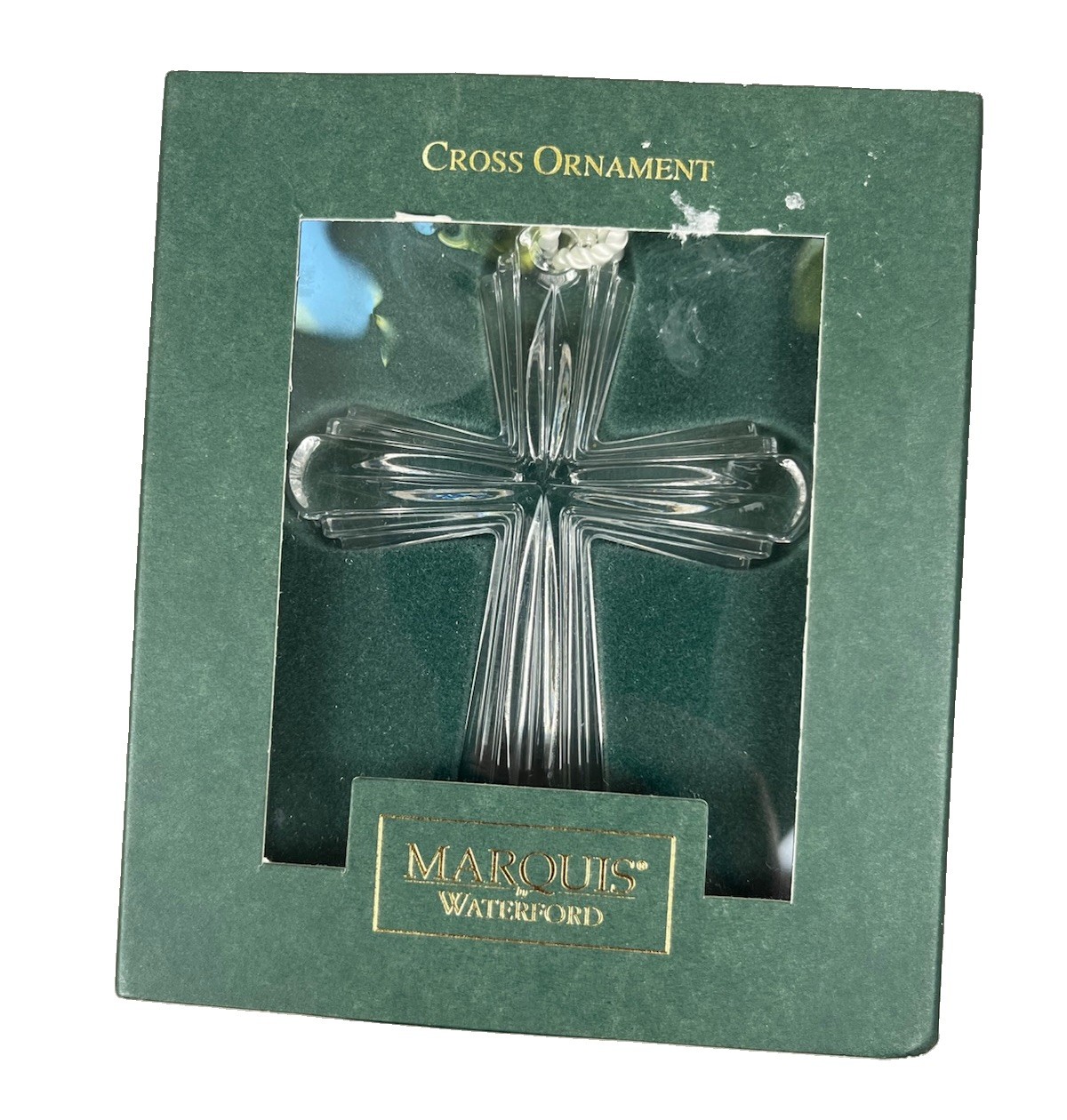 Vintage Waterford Marquis Crystal Clear Cross Ornament 108749 2003