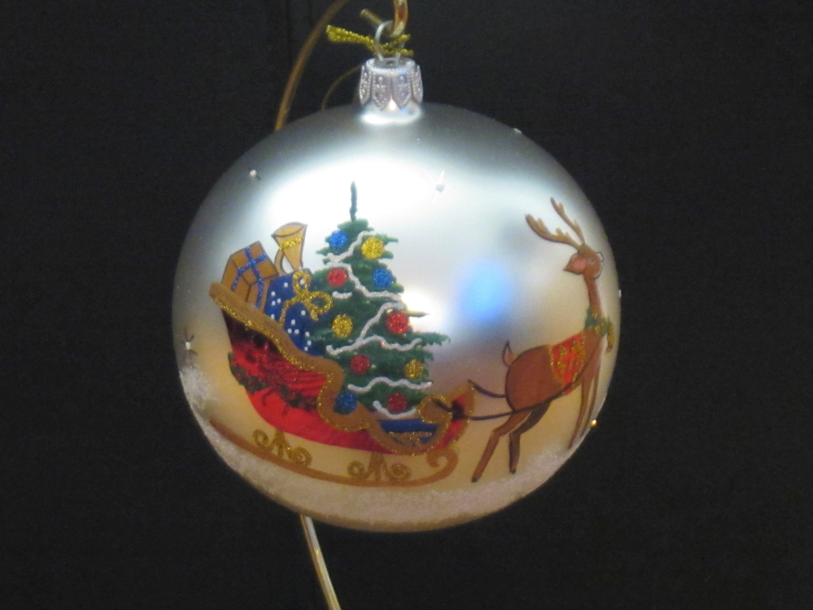 Christmas Sleighride/Deer blown glass 4\