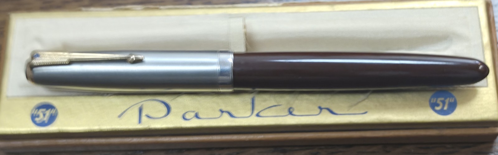 Vintage Parker 51 Double Jewel Chrome Cap Burgundy Body Pen