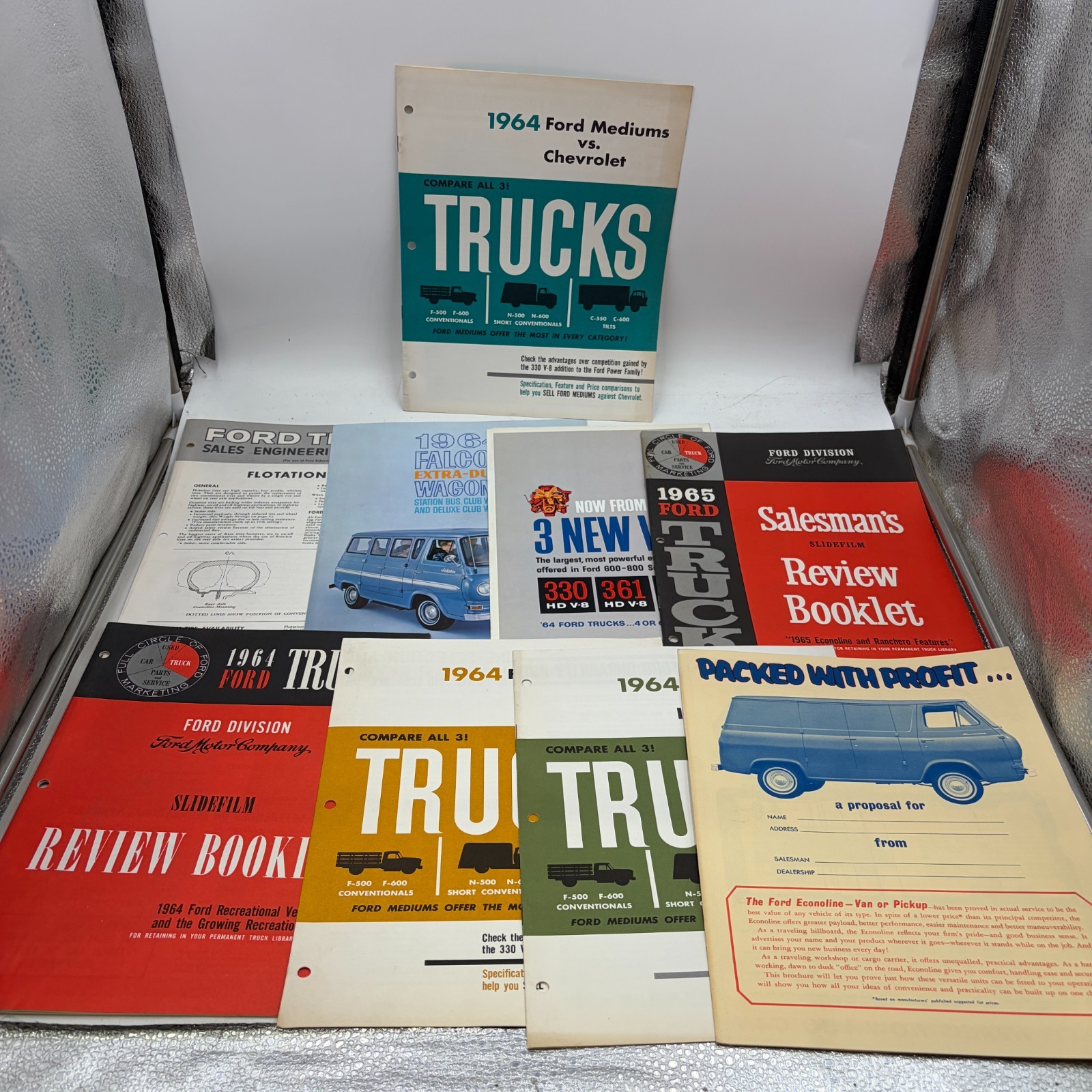 1964-65 Ford Truck Salesman Dealer Literature Lot Econoline Falcon Brochures